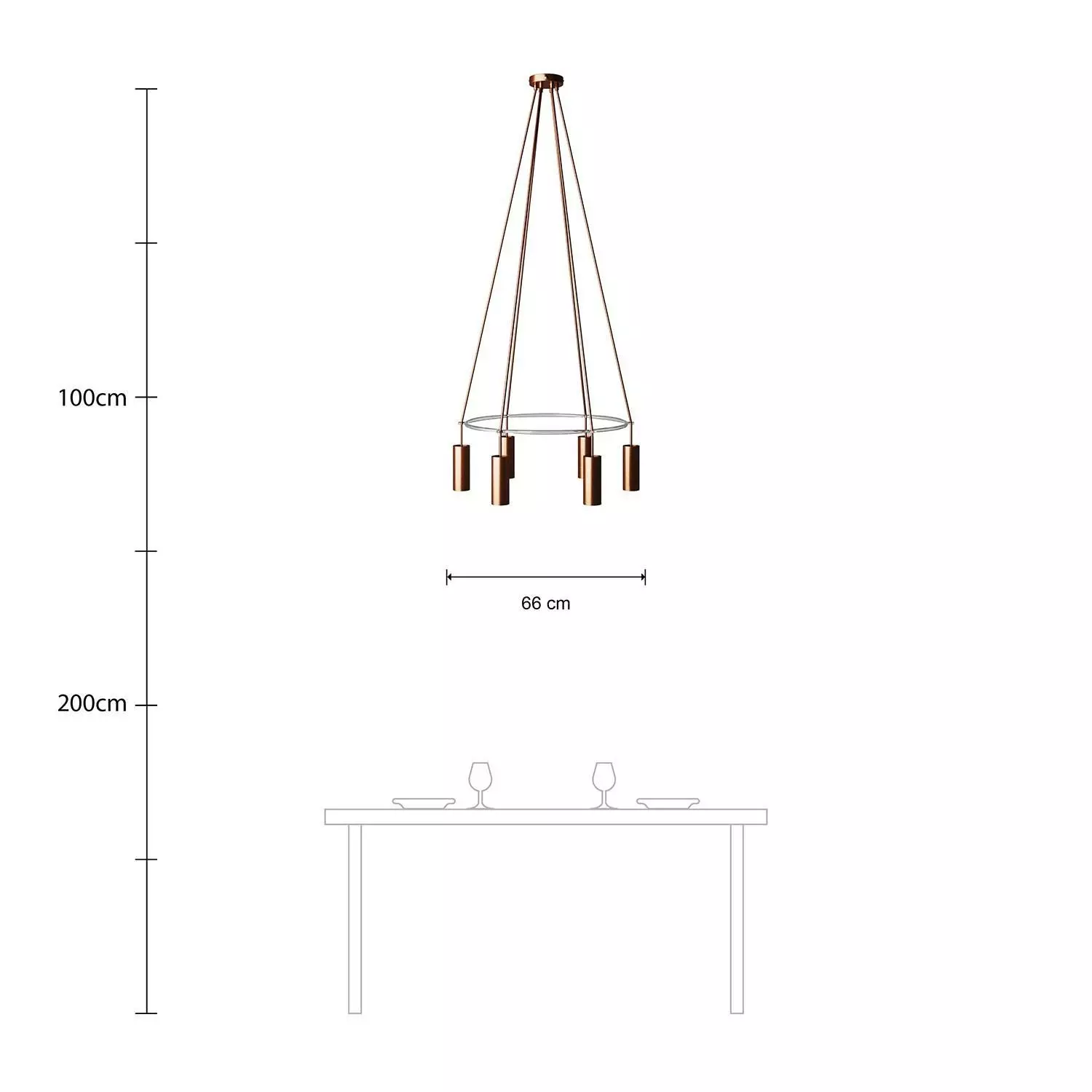 6 Pendels Cage Tub-E14 Lamp