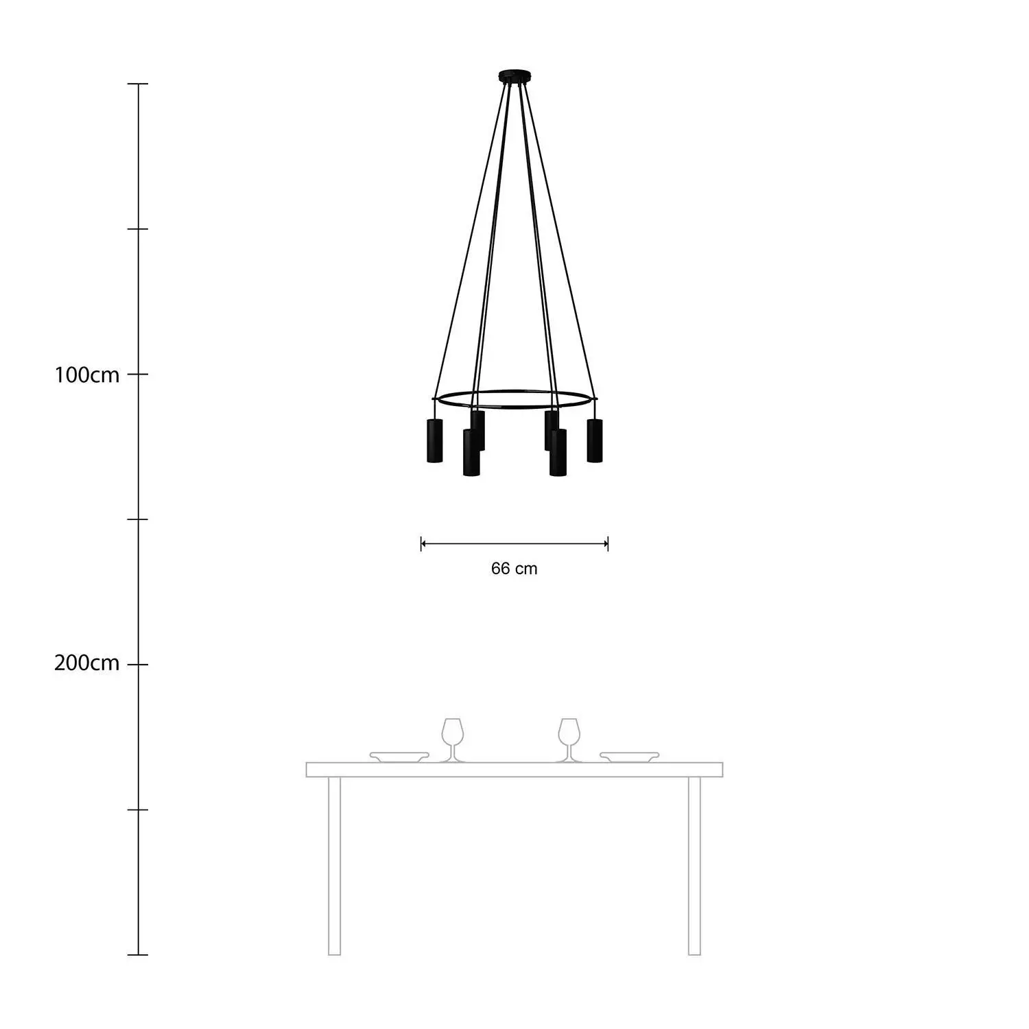 6 Pendels Cage Tub-E14 Lamp