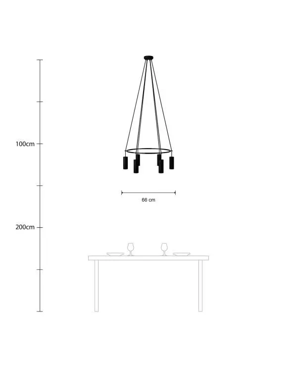 6 Pendels Cage Tub-E14 Lamp