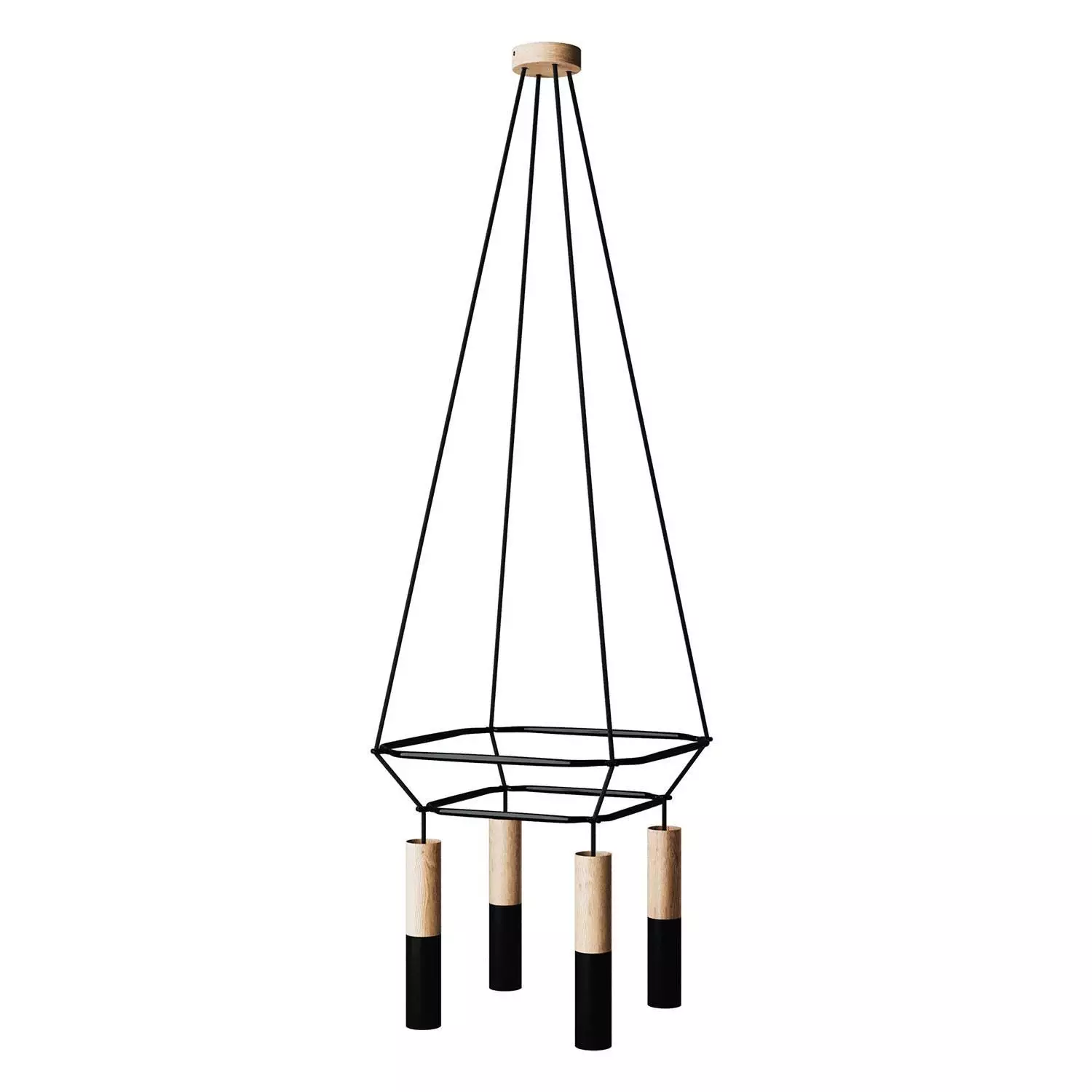 4 Pendels dubbele Cage Tub-E14 Split color Lamp