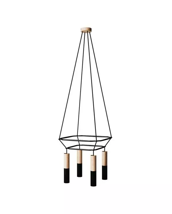 4 Pendels dubbele Cage Tub-E14 Split color Lamp