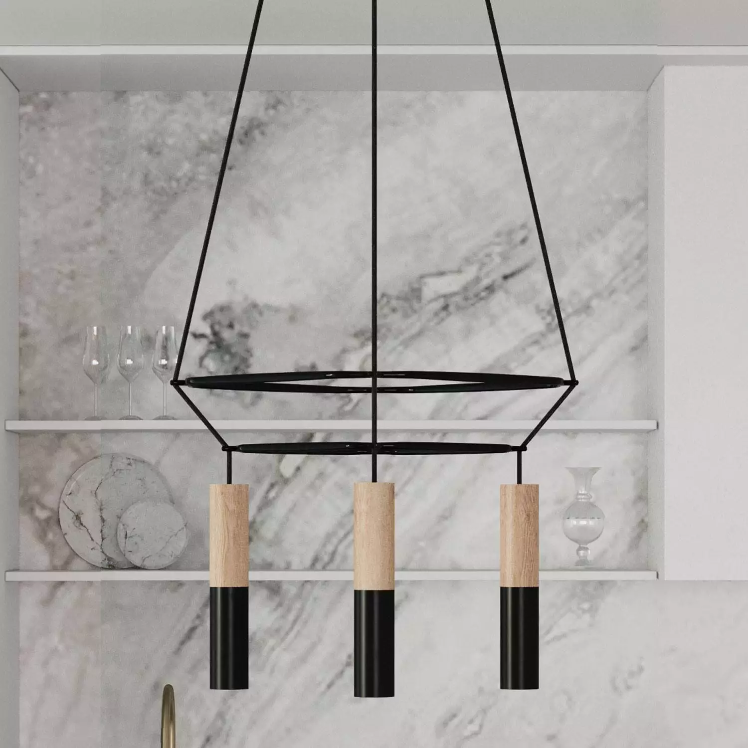 4 Pendels dubbele Cage Tub-E14 Split color Lamp