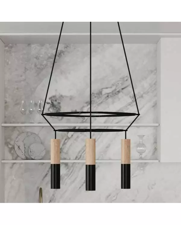 4 Pendels dubbele Cage Tub-E14 Split color Lamp