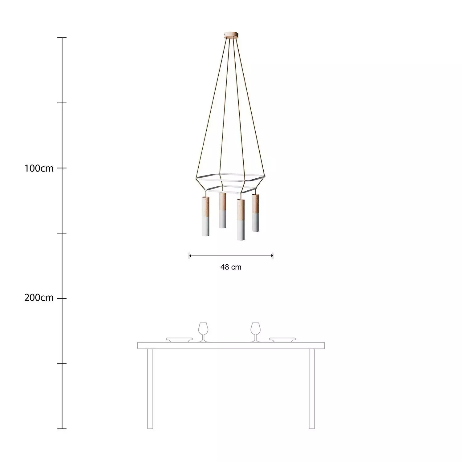 4 Pendels dubbele Cage Tub-E14 Split color Lamp