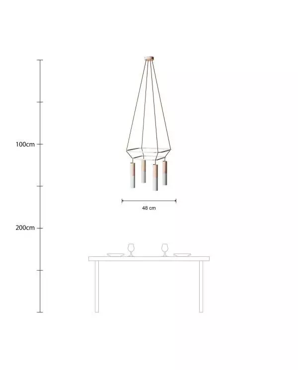 4 Pendels dubbele Cage Tub-E14 Split color Lamp