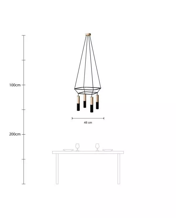 4 Pendels dubbele Cage Tub-E14 Split color Lamp