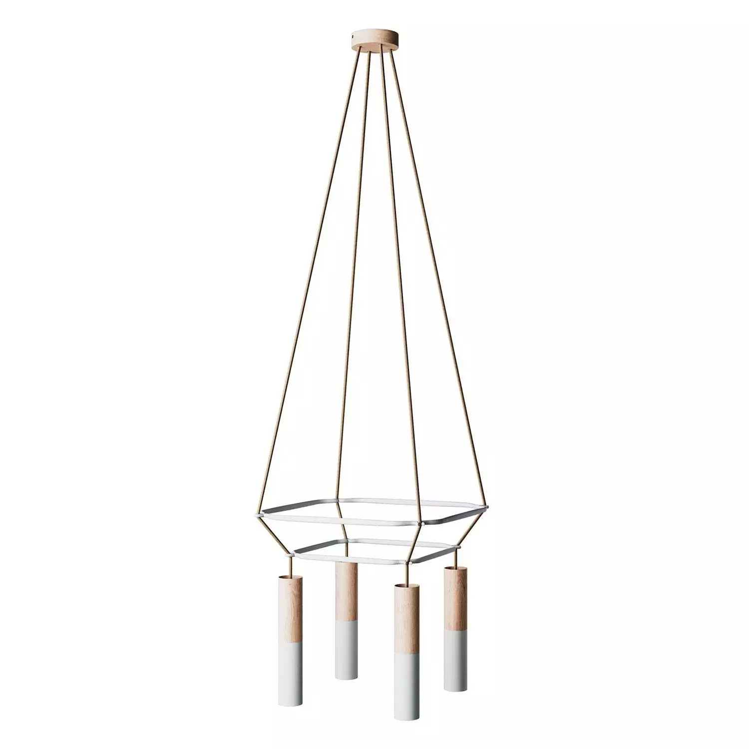 4 Pendels dubbele Cage Tub-E14 Split color Lamp