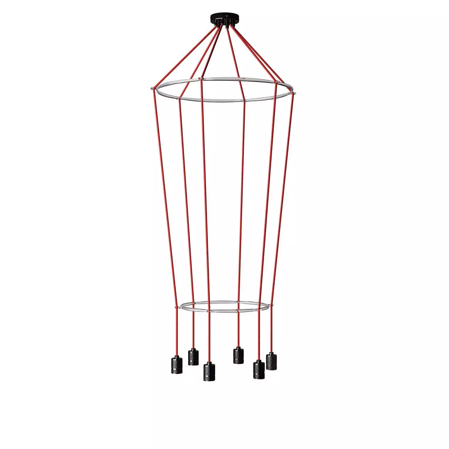 6 Pendels dubbele Ring Cage Globe Lamp