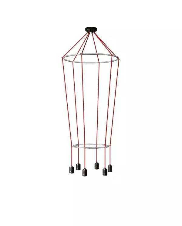 6 Pendels dubbele Ring Cage Globe Lamp