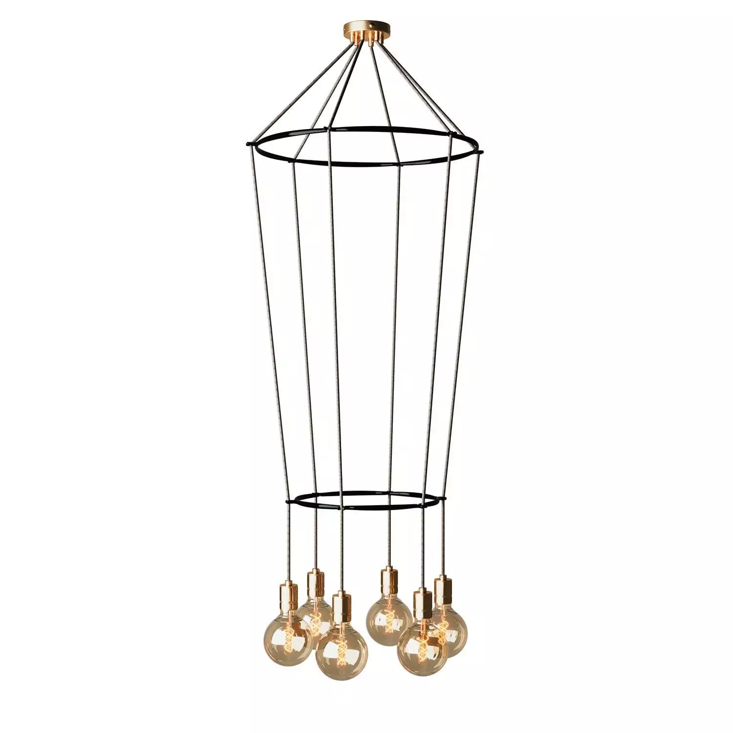 6 Pendels dubbele Ring Cage Globe Lamp