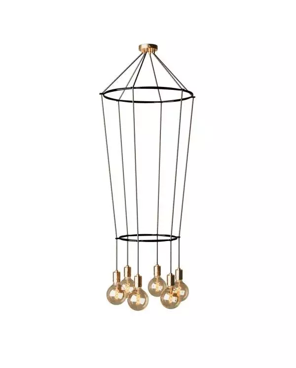 6 Pendels dubbele Ring Cage Globe Lamp