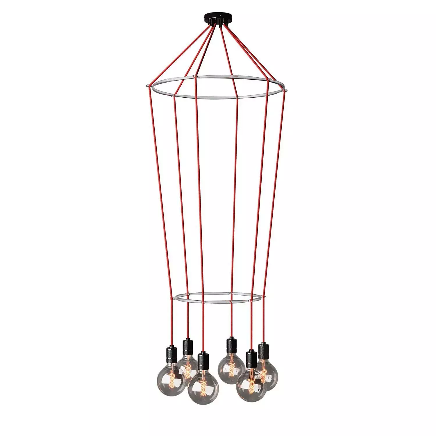 6 Pendels dubbele Ring Cage Globe Lamp