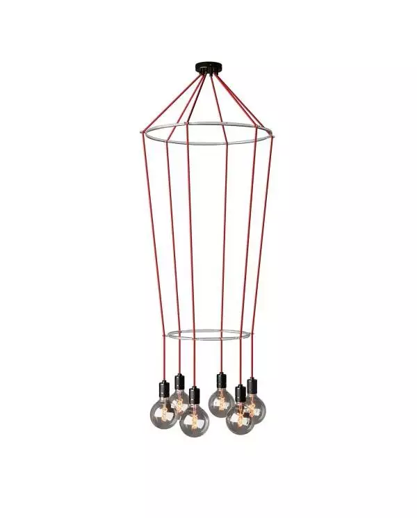 6 Pendels dubbele Ring Cage Globe Lamp