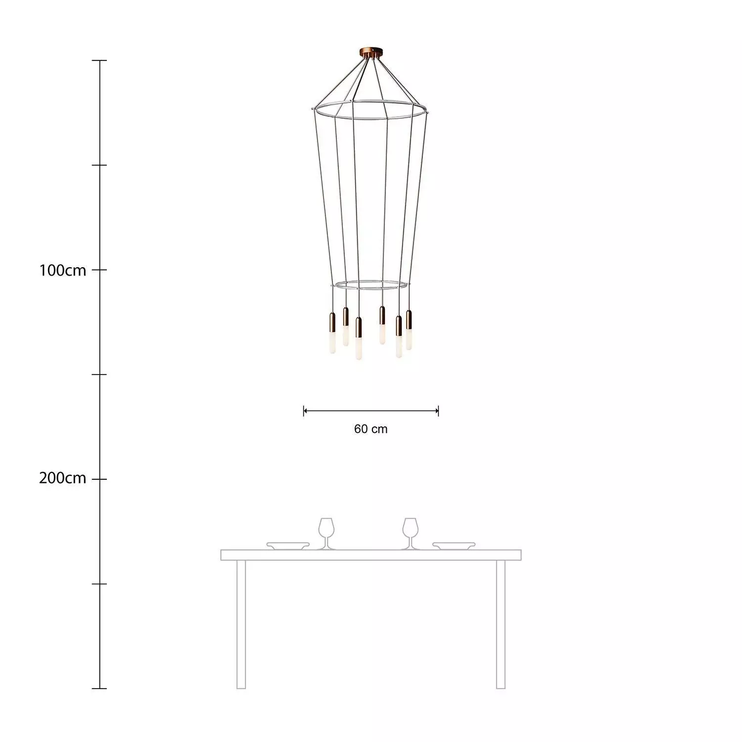 6 Pendels dubbele Ring Cage P-Light Lamp