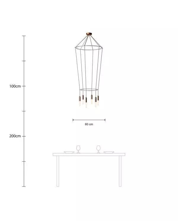 6 Pendels dubbele Ring Cage P-Light Lamp