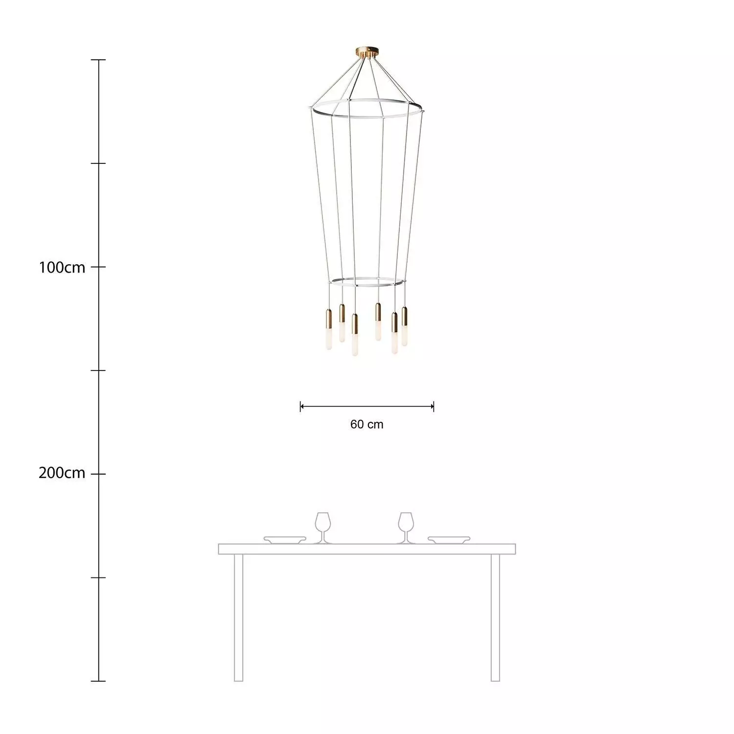 6 Pendels dubbele Ring Cage P-Light Lamp