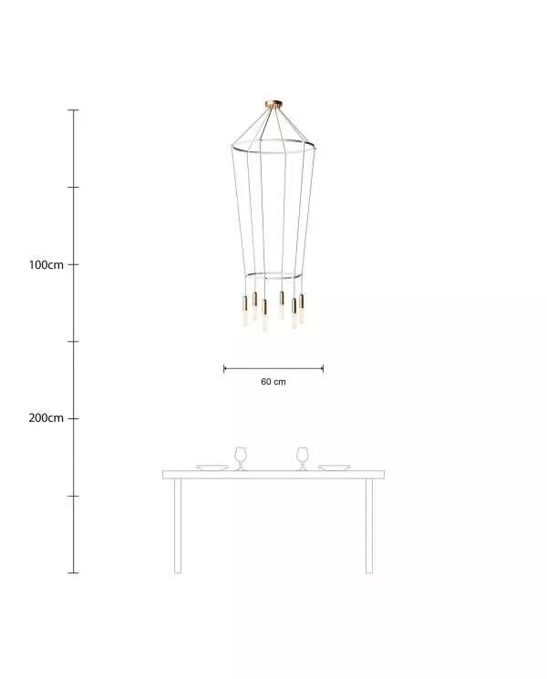 6 Pendels dubbele Ring Cage P-Light Lamp