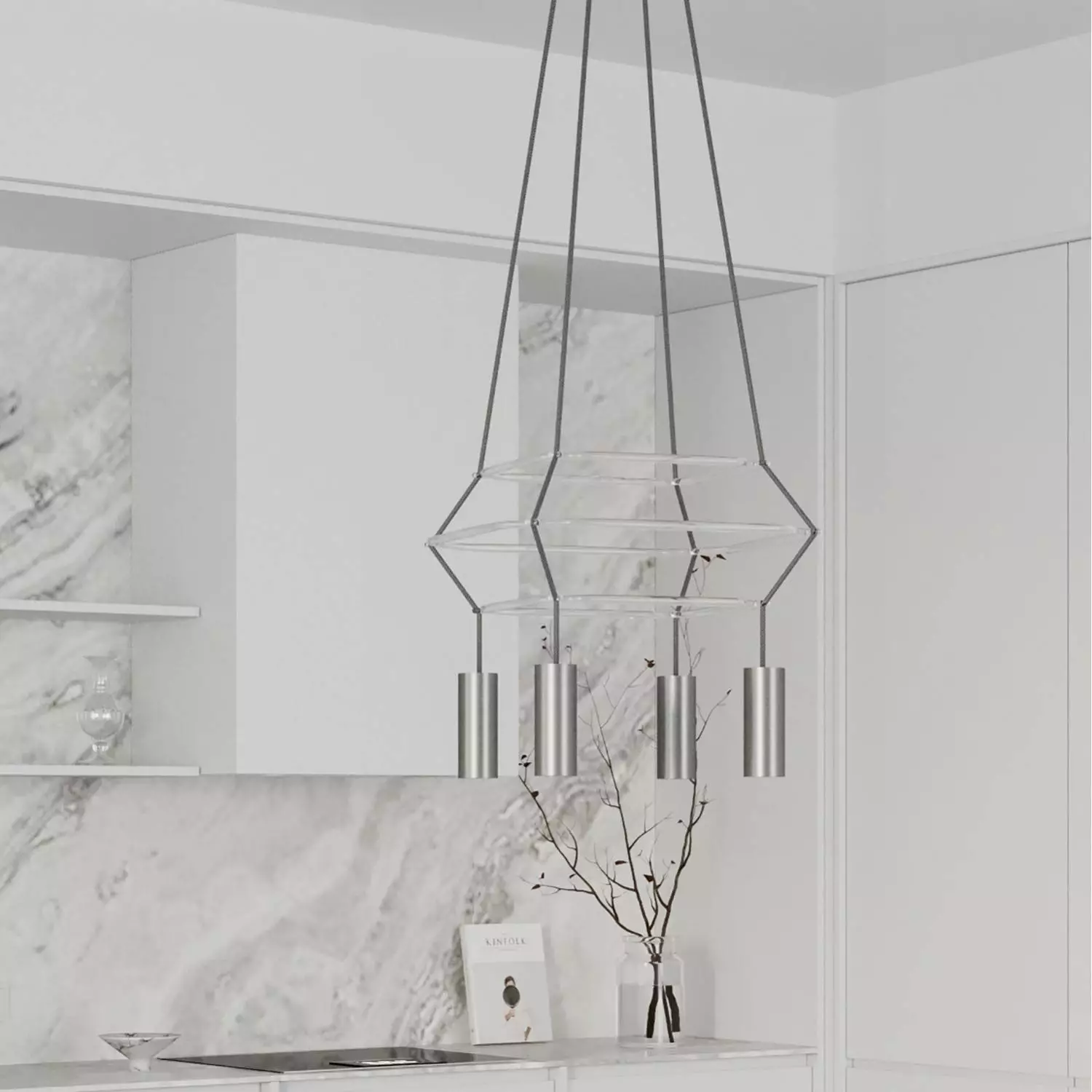 4 Pendels 3 Ringen Cage Tub-E14 Lamp