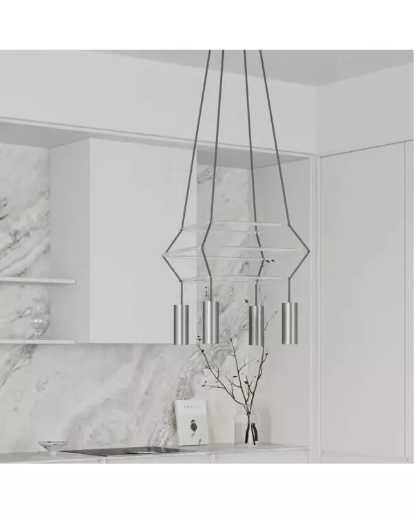 4 Pendels 3 Ringen Cage Tub-E14 Lamp