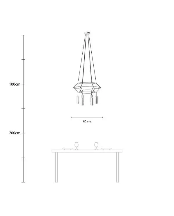 4 Pendels 3 Ringen Cage Tub-E14 Lamp