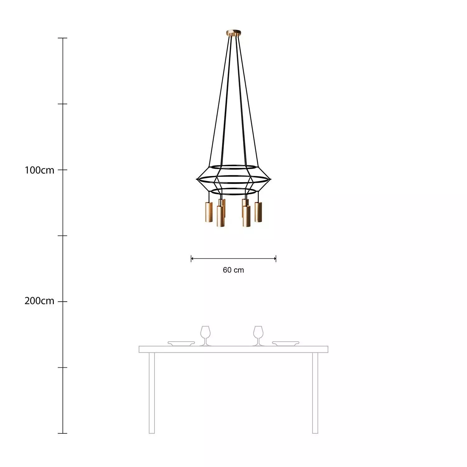 4 Pendels 3 Ringen Cage Tub-E14 Lamp