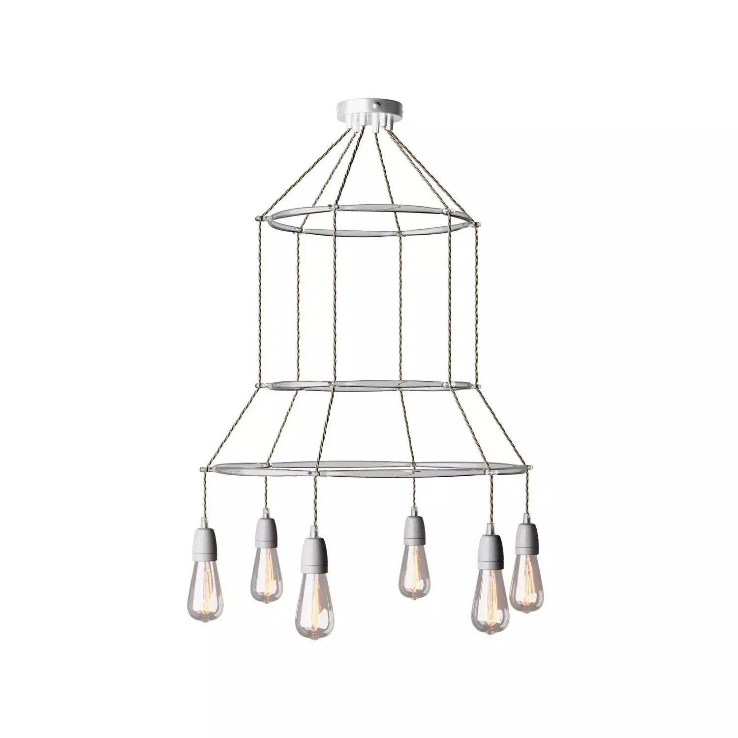 6 Pendels 3 Ringen Cage Edison ST64 Lamp