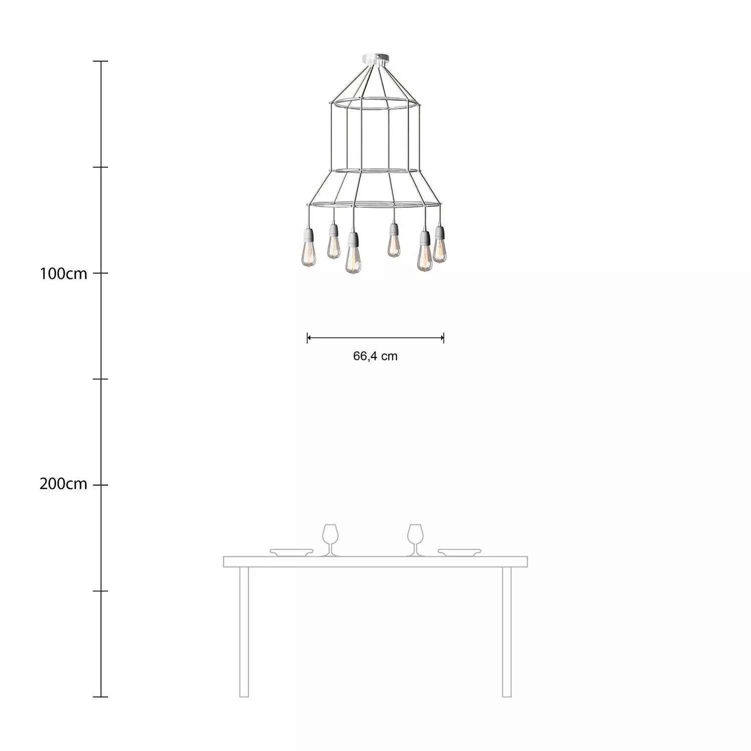 6 Pendels 3 Ringen Cage Edison ST64 Lamp