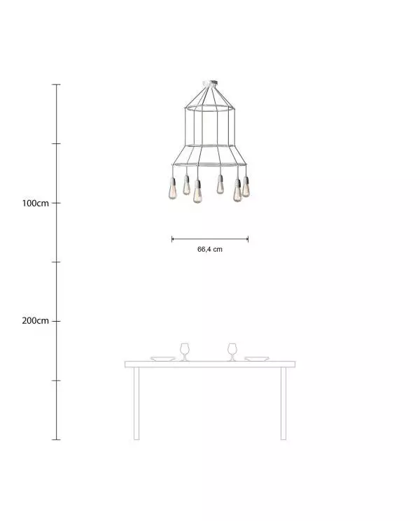 6 Pendels 3 Ringen Cage Edison ST64 Lamp