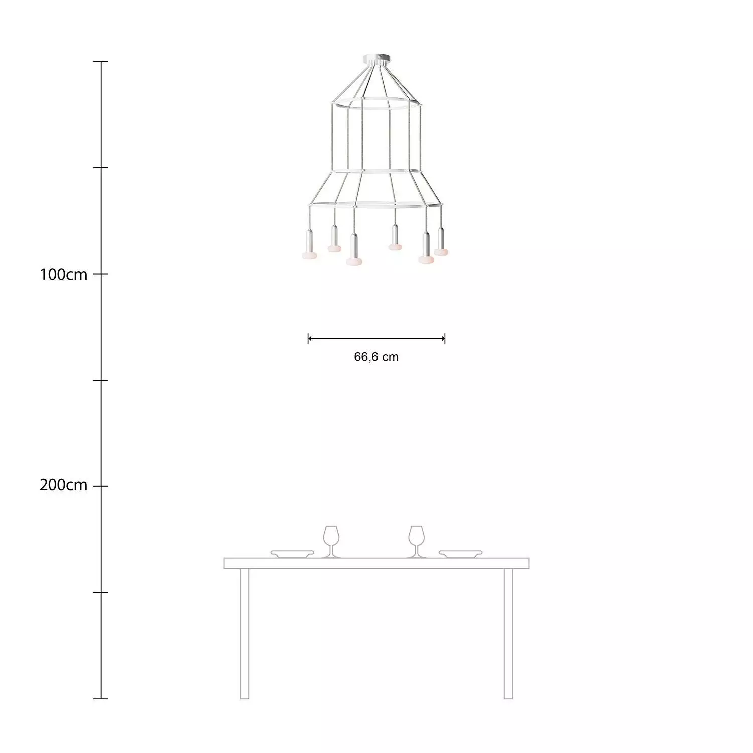 6 Pendels 3 Ringen Cage P-Light Dash Lamp