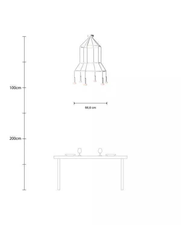 6 Pendels 3 Ringen Cage P-Light Dash Lamp