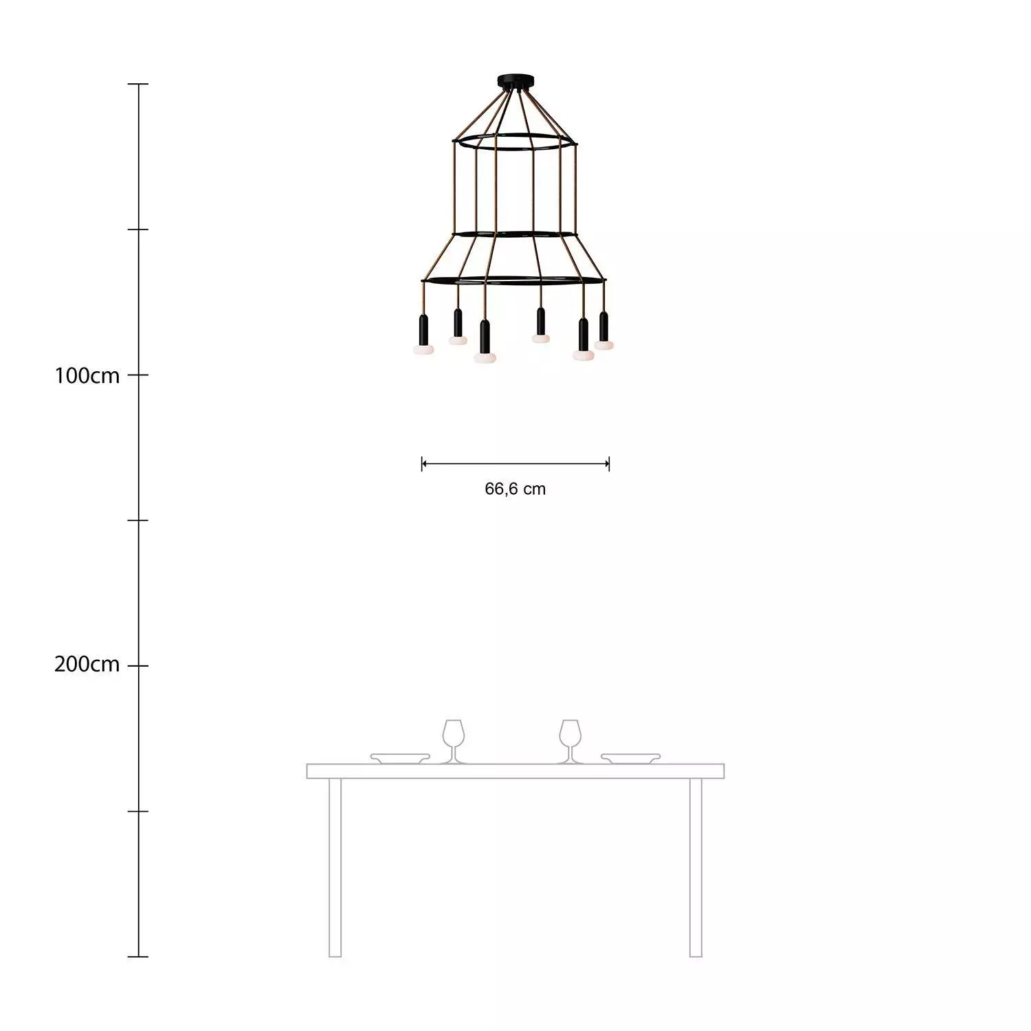 6 Pendels 3 Ringen Cage P-Light Dash Lamp