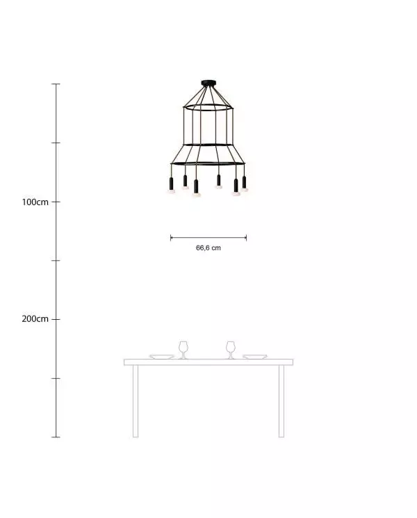 6 Pendels 3 Ringen Cage P-Light Dash Lamp